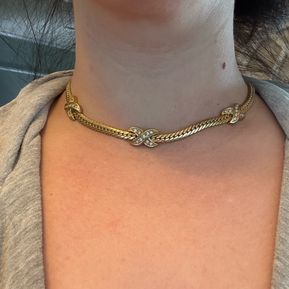 Vintage Christian Dior Elegant Gold Plated Women's Choker Necklace - Picture 8 of 8